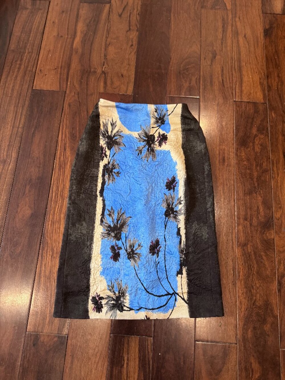Zara blue plam printed pencil skirt S